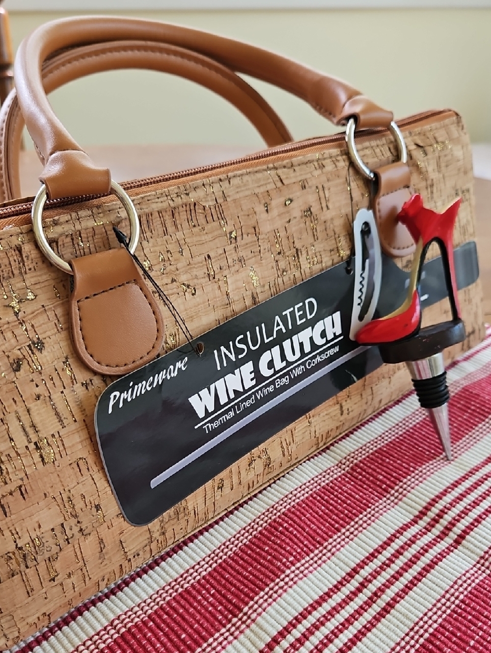 Insulated Wine Clutch Package with Corkscrew/Stopper/Glass